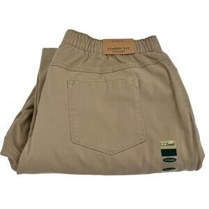 LL Bean Pants Womens 20 Khaki Tan Classic Fit Straight Flannel Lined Coastal NEW
